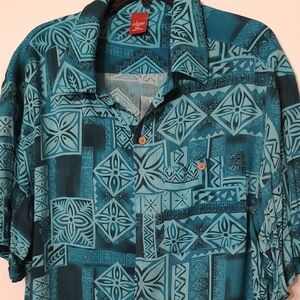 Men's Teal Tropical Geometric Shirt